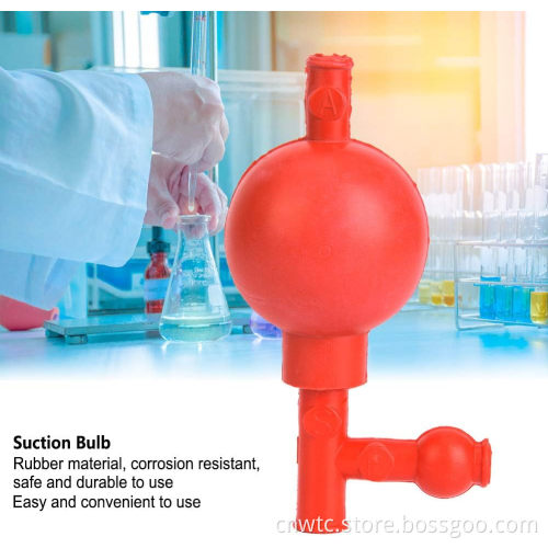 3-Opening Red Pipetting Ball Quantitative Suction Bulb Rubber Pipette Set for Lab Use